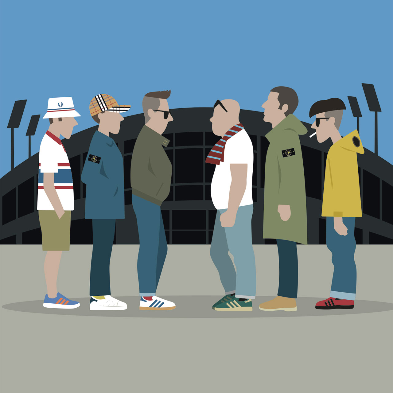 Illustration football subculture. Casual dating